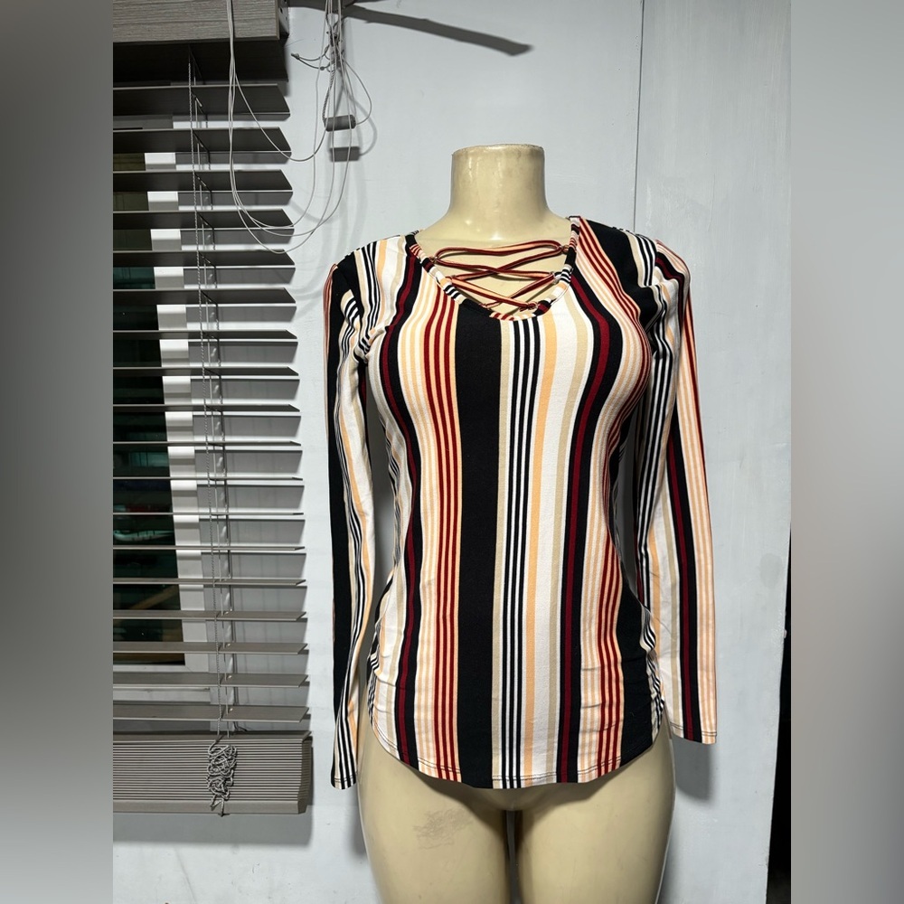 No Boundaries Multicolor Striped Long Sleeve Top